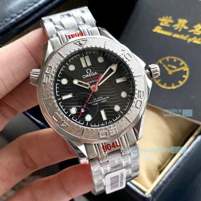 Super Copy Omega Seamaster Diver 300M Black Face Stainless Steel Watch